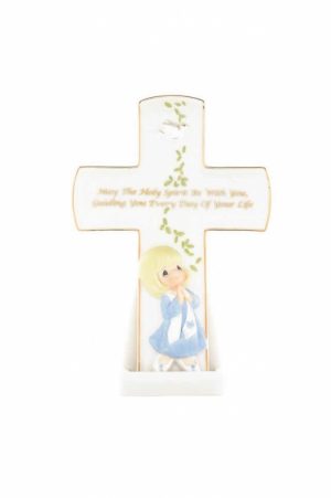 Precious Moments Confirmation Gifts: May The Holy Spirit Be With You - Girl Cross With Stand