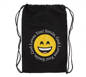 Smile! God Loves You Drawstring Backpack