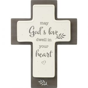 PMI Ceramic Cross on Wood - May God's Love Dwell