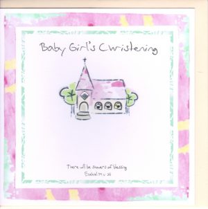 Potty Mouse Baby Girl's Christening Greetings Card