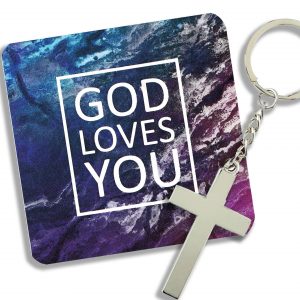 God Loves You Keychain with Card