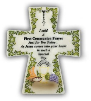 First Communion Prayer Cross Sitter Plaque