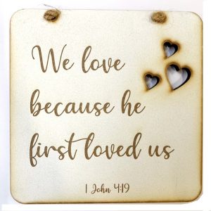 We Love Cut-Out Square Plaque