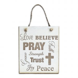 Believe, Pray, Trust Square Plaque
