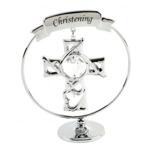 Crystocraft Christening Cross Swarovski Strass Crystal Silver