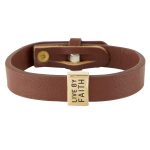 Boxed Leather Bracelet - Live By Faith