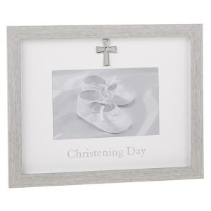 Modern Grey Christening Frame 6x4