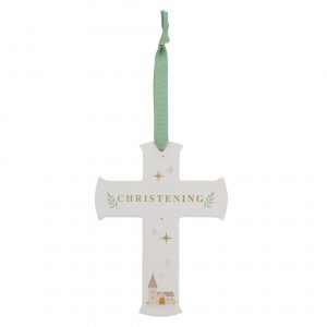 Faith & Hope Hanging Cross Plaque - Christening