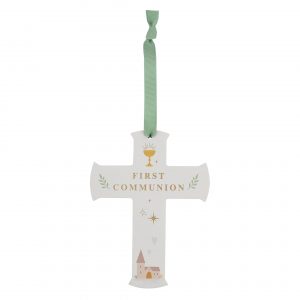 Faith & Hope Hanging Cross Plaque - First Communion