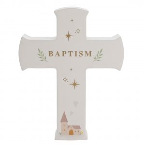 Faith & Hope Mantel Cross Plaque - Baptism