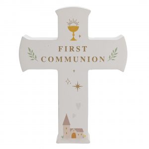 Faith & Hope Mantel Cross Plaque - First Communion