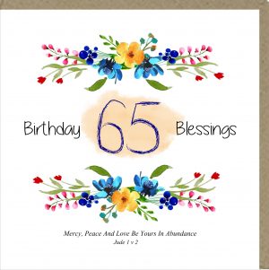 Birthday Blessings 65th - Greetings Card