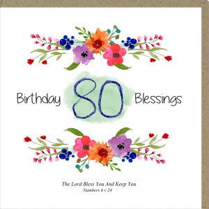 Birthday Blessings 80th - Greetings Card