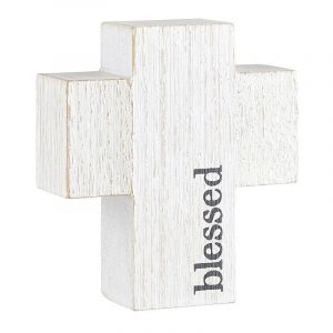 4" Wood Cross Sitter Plaque - Blessed