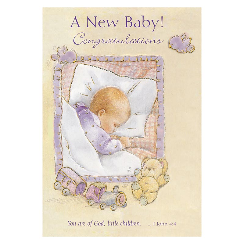 Ling Design New Baby Girl Birth Congratulations Card - Giraffe Mobile