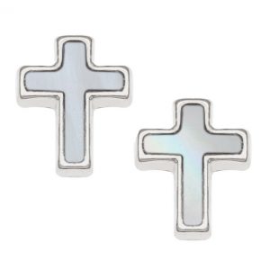 TJ White small cross earrings