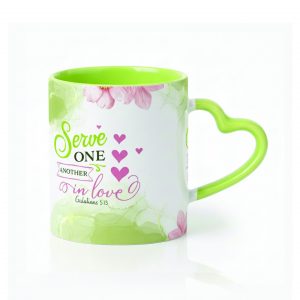 Heart Handle Mug - Serve one another in love. Galatians 5:13