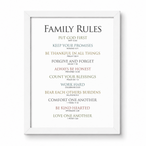 11" x 8" Rectangular Scripture Plaque - Family rules