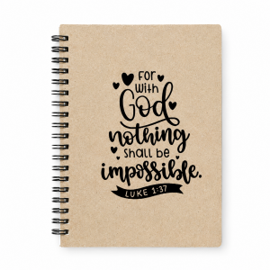 Craft - Notepad - Twin Wire  - 160 pages - Ruled - For with God nothing shall be impossible. Luke 1:37