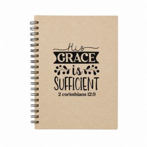 Craft - Notepad - Twin Wire  - 160 pages - Ruled - His grace is sufficient. 2 Corinthians 12:9